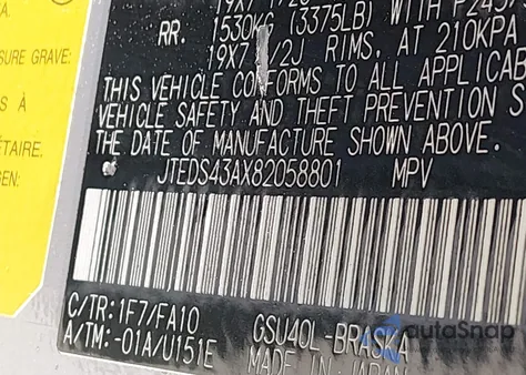 2008 Toyota Highlander Sport z USA, uszkodzony, nr VIN JTEDS43AX82058801